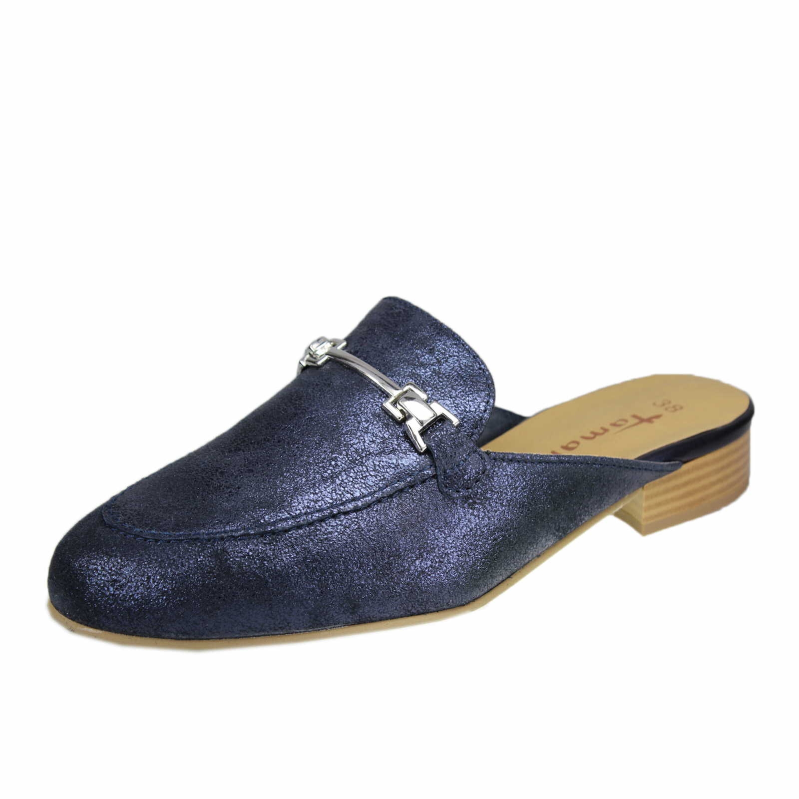 Sabots en cuir Jana Shoes. Tamaris Comfort. Largeur H., marron foncé